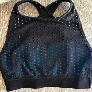Alala Black and Blue Mesh Cross Back Sports Bra, Size S